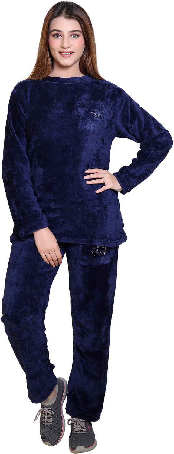 Image of RG BY SS CLOTHING Women Solid Blue Top & Pyjama Set