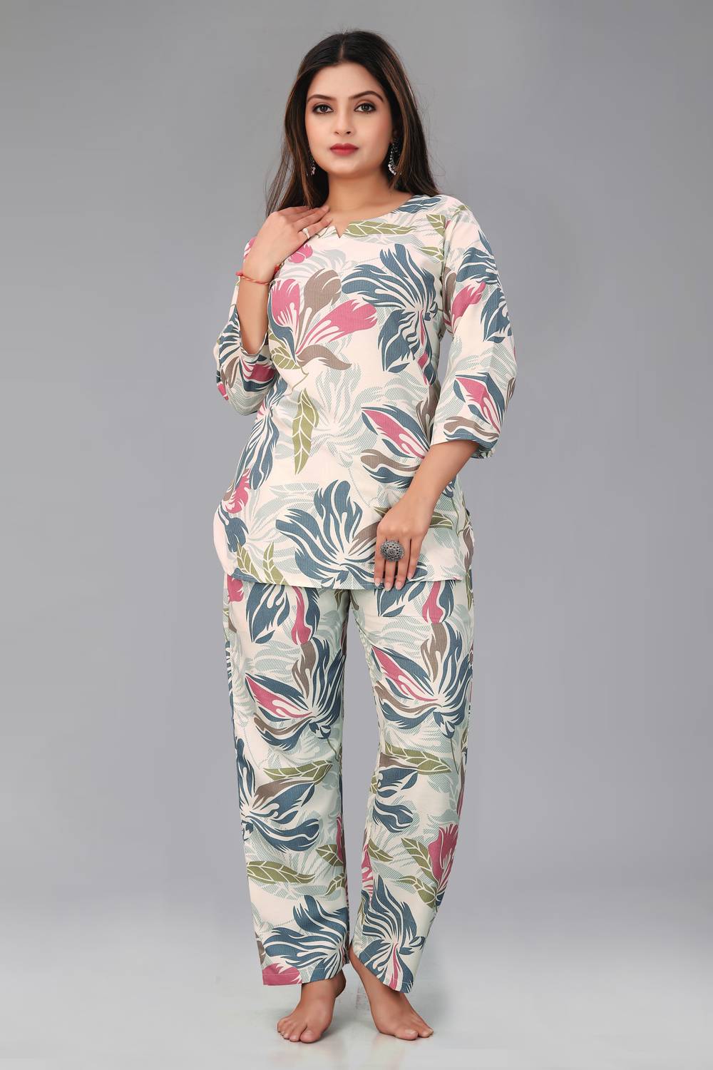 CABT Women Printed Multicolor Top & Pyjama Set