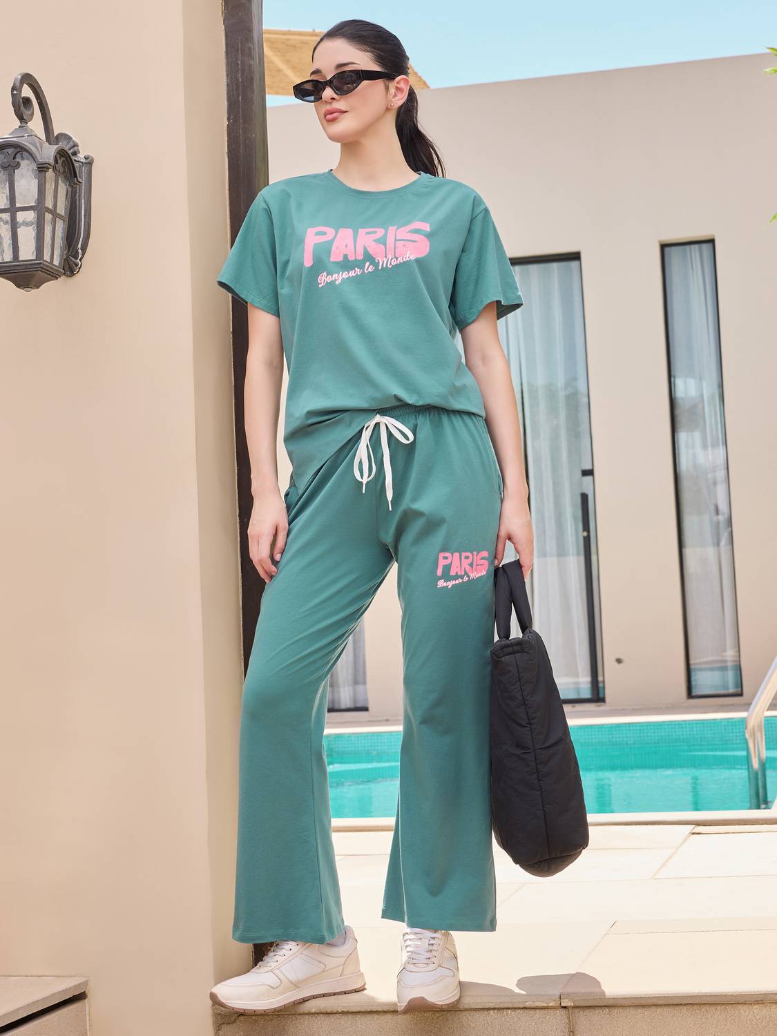 Beebelle Women Conversational Green Top & Pyjama Set