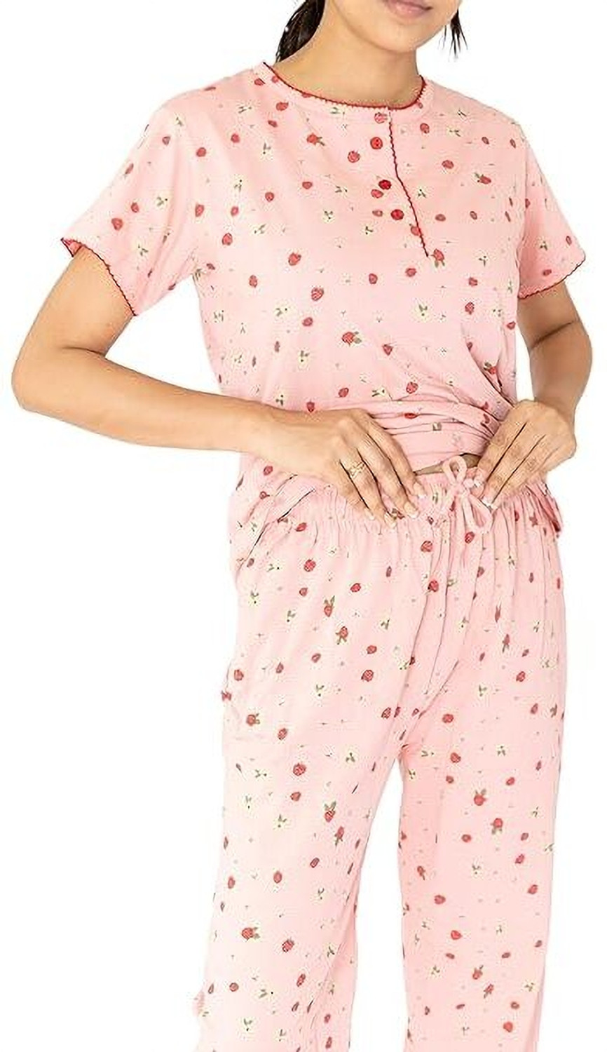 Image of LABEL MY Women Printed Pink Night Suit Set