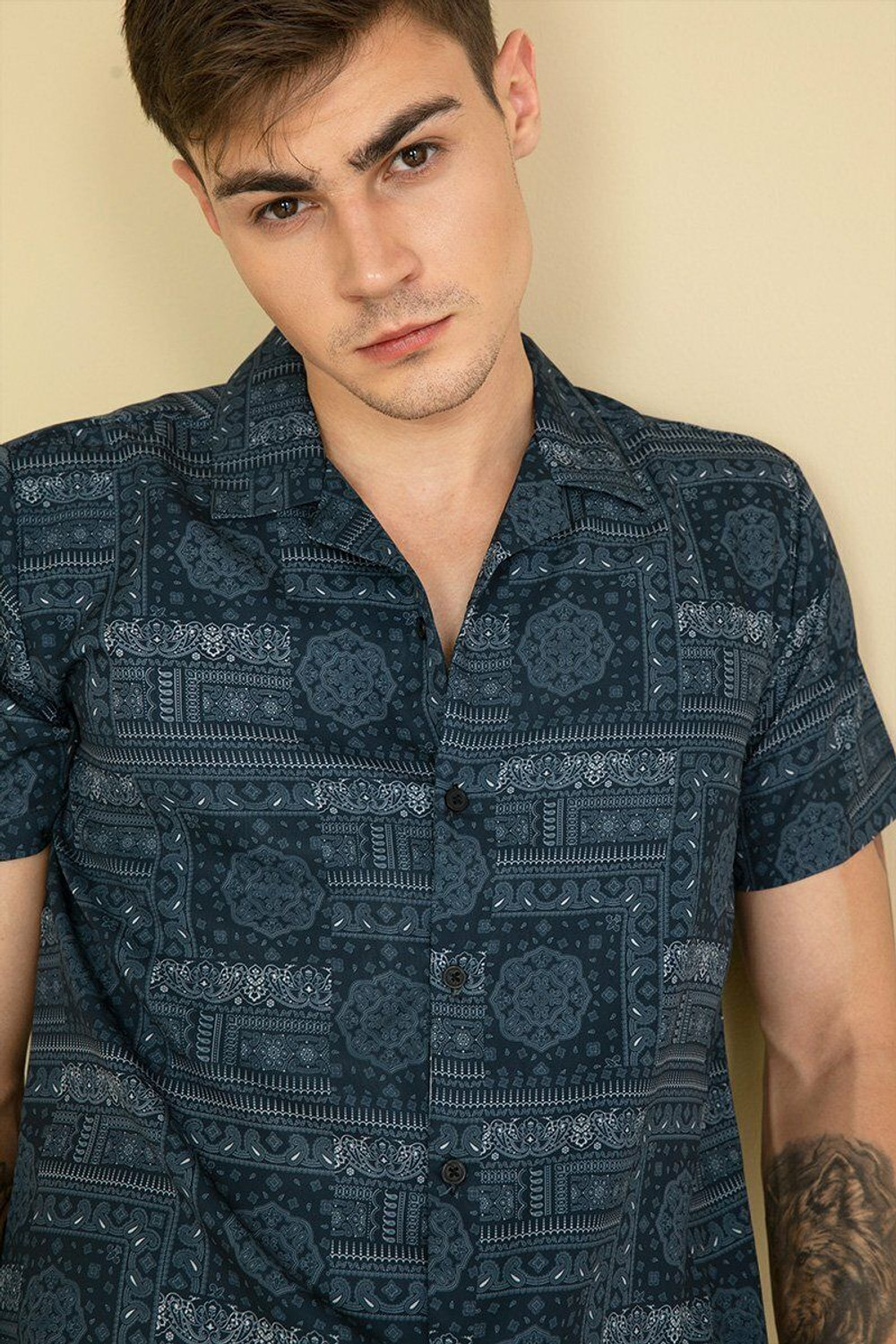 Image of Fabrizio Men Printed Blue Night Suit Set