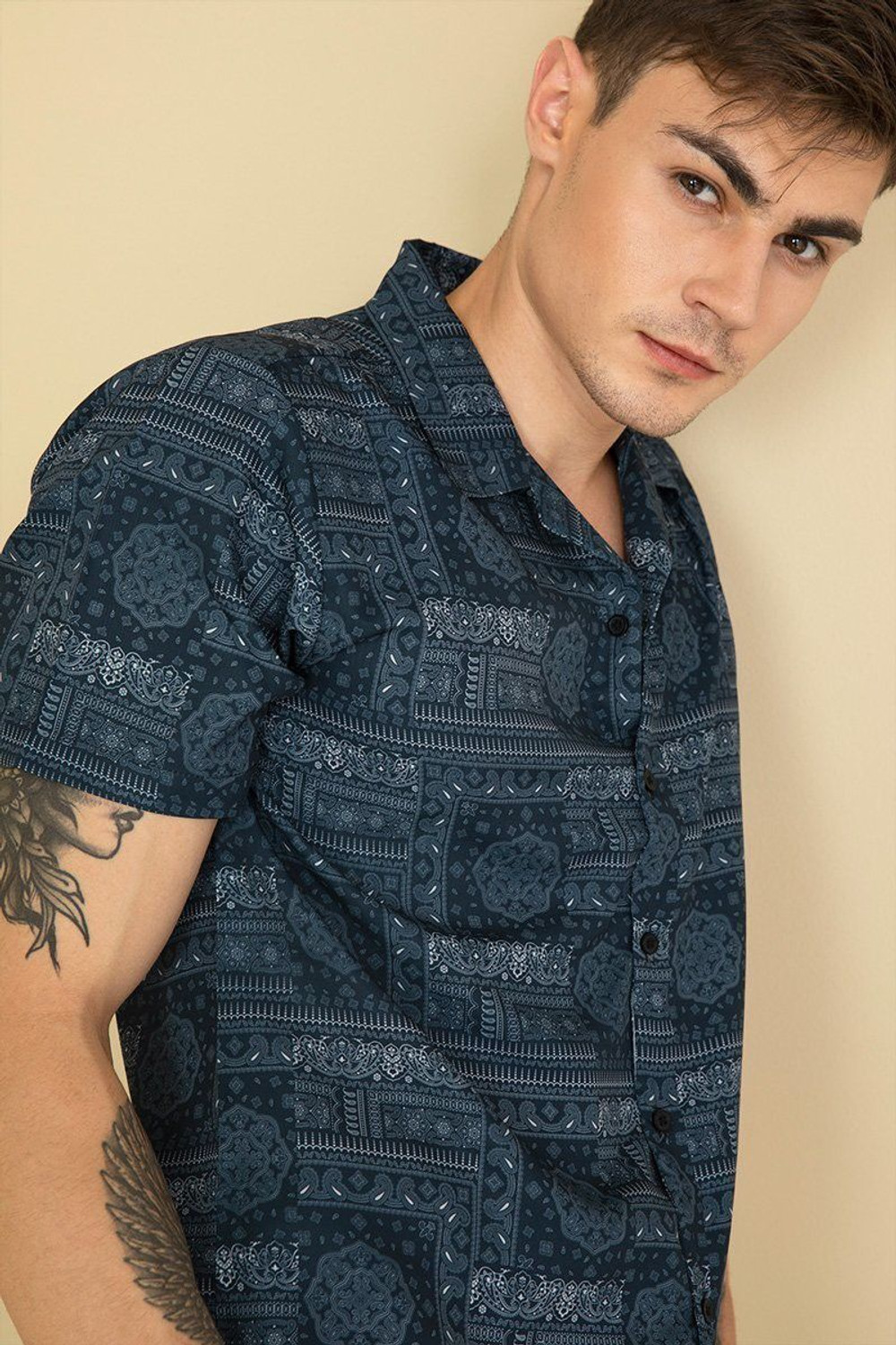 Image of Fabrizio Men Printed Blue Night Suit Set