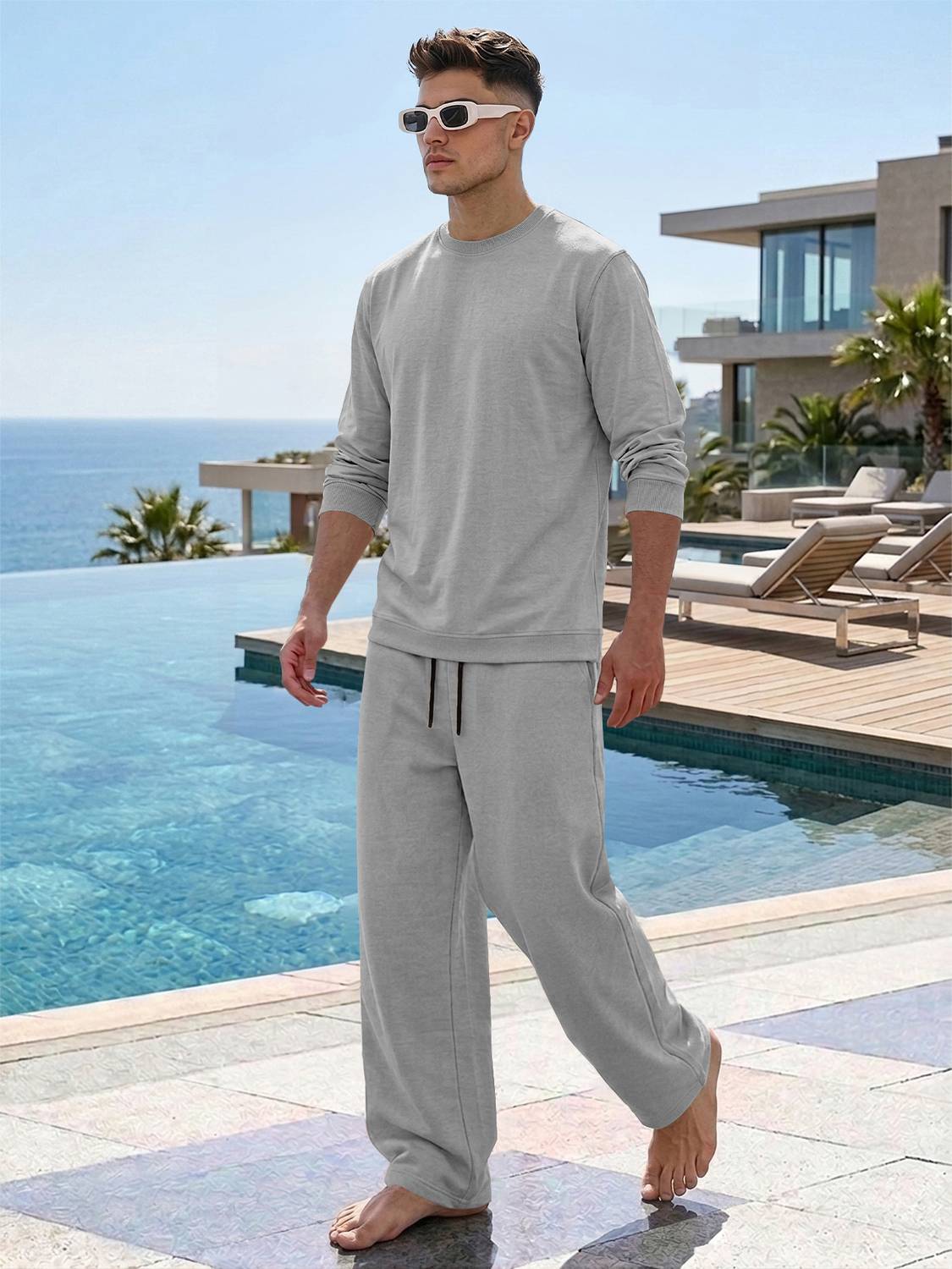 MADBROS Men Grey Night Suit Set - Image 3