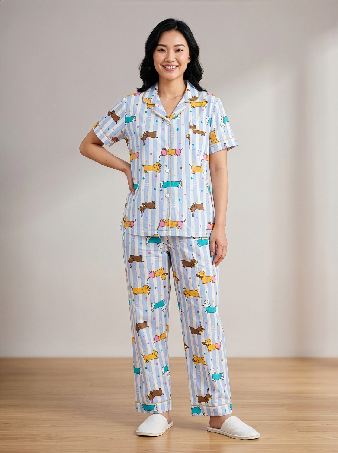 Image of Lugo Women Printed Multicolor Night Suit Set