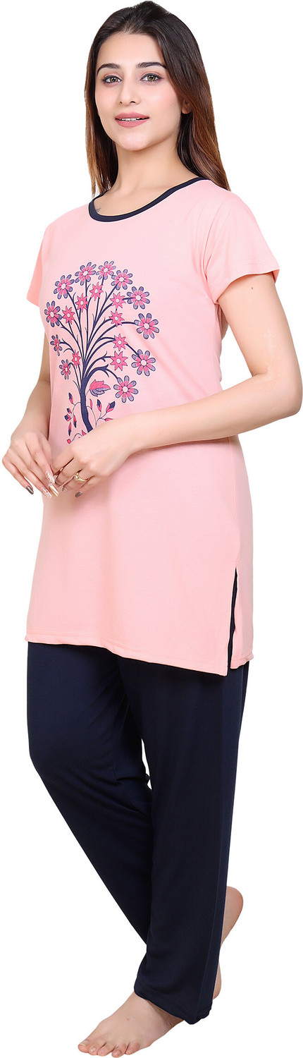 Image of DG Divine Women Printed Multicolor Night Suit Set