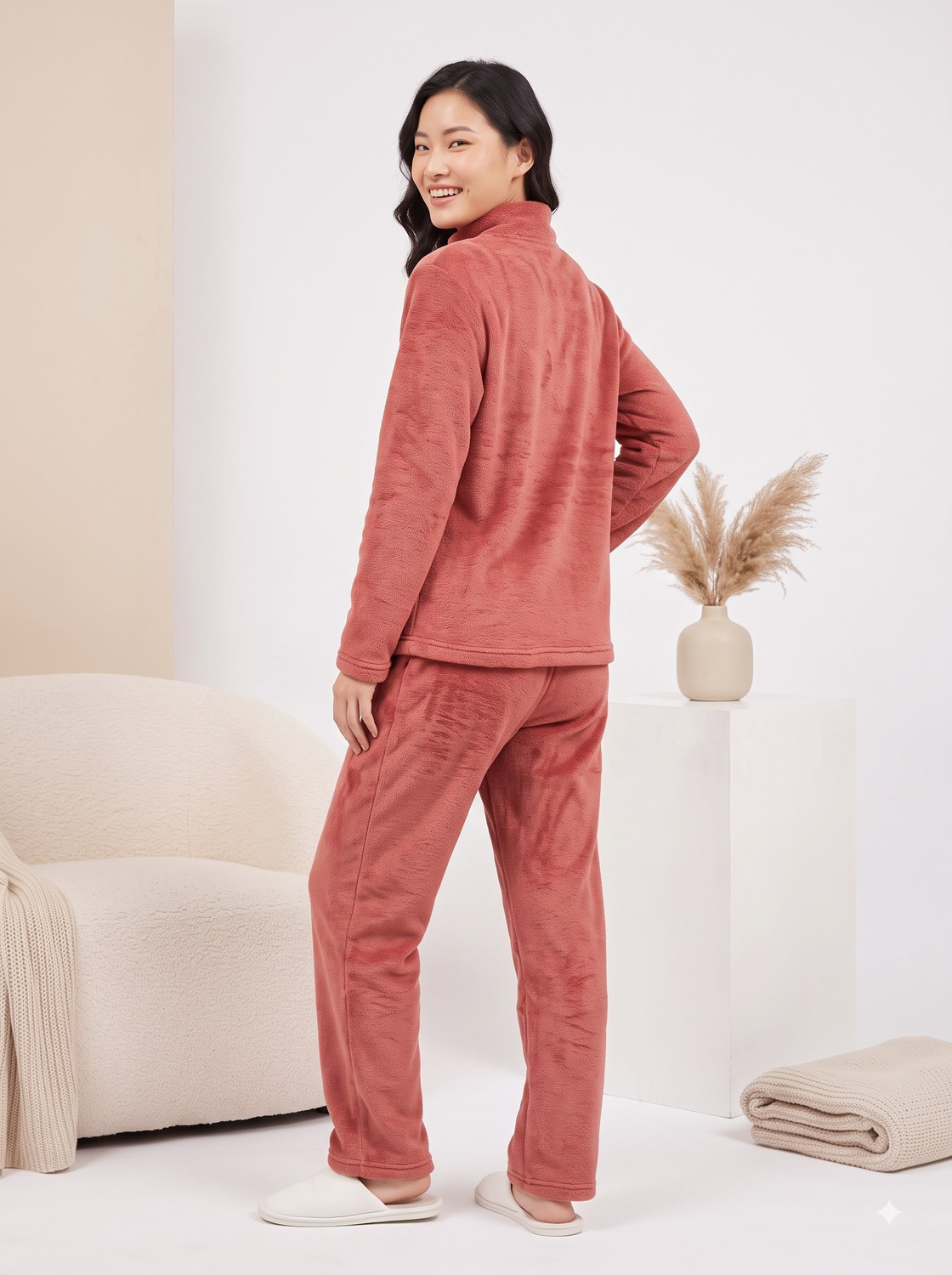 Image of Lugo Women Solid Red Night Suit Set