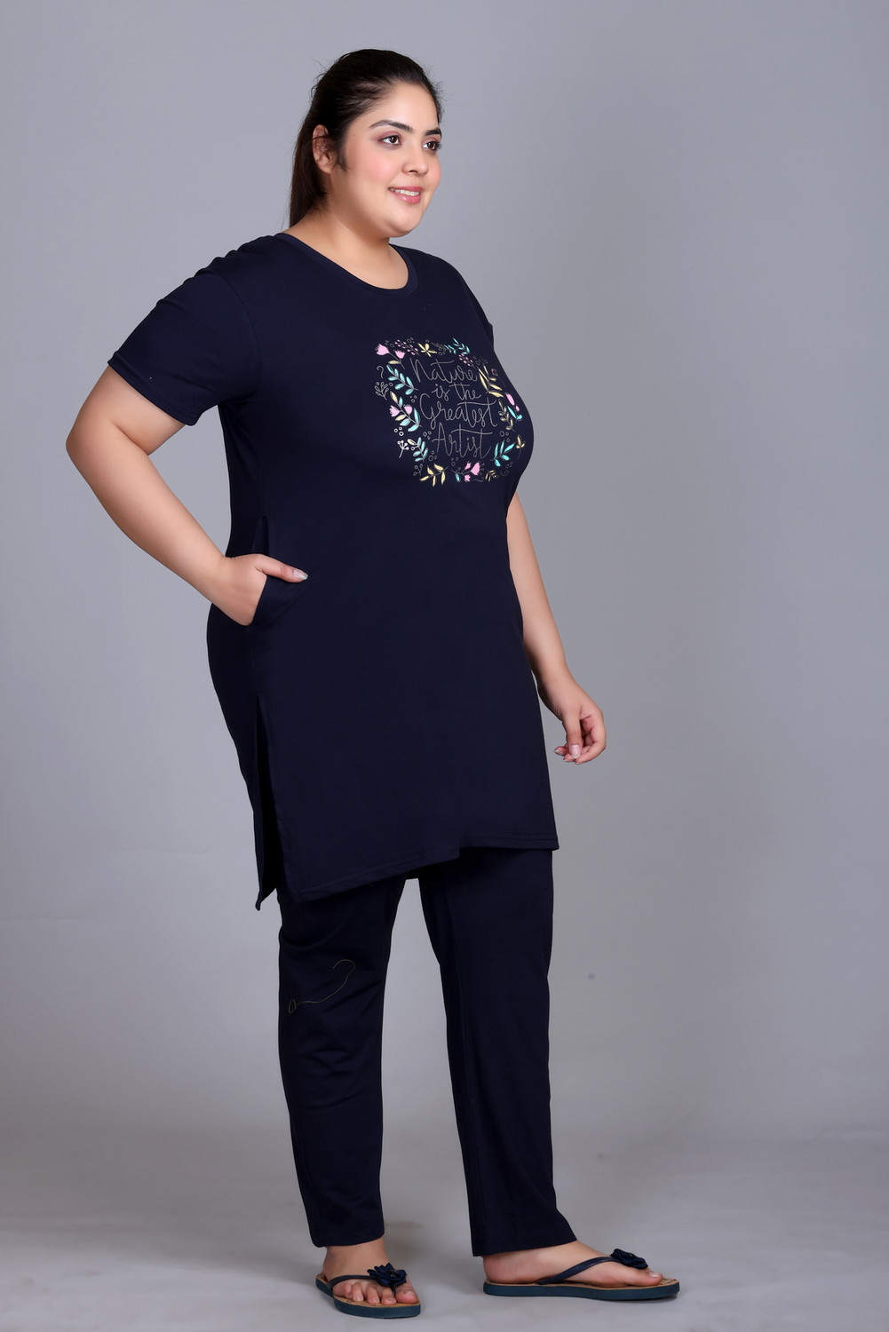 Image of IN Love Women Printed Blue Night Suit Set