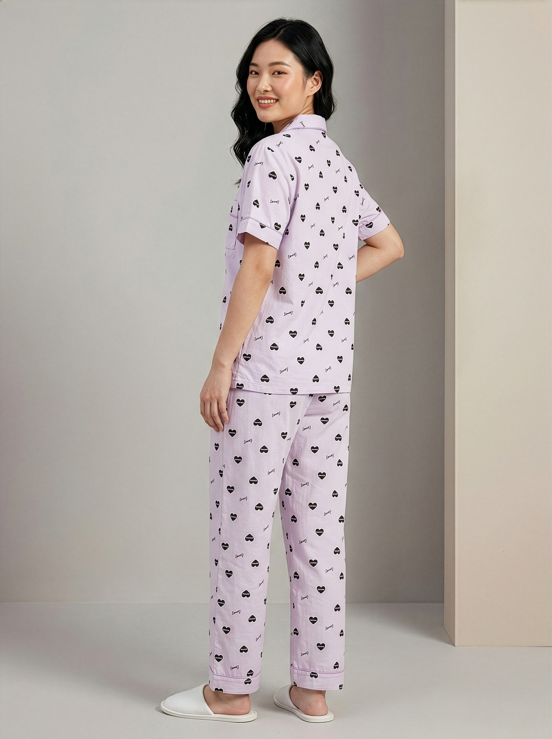 Image of Lugo Women Printed Purple Night Suit Set