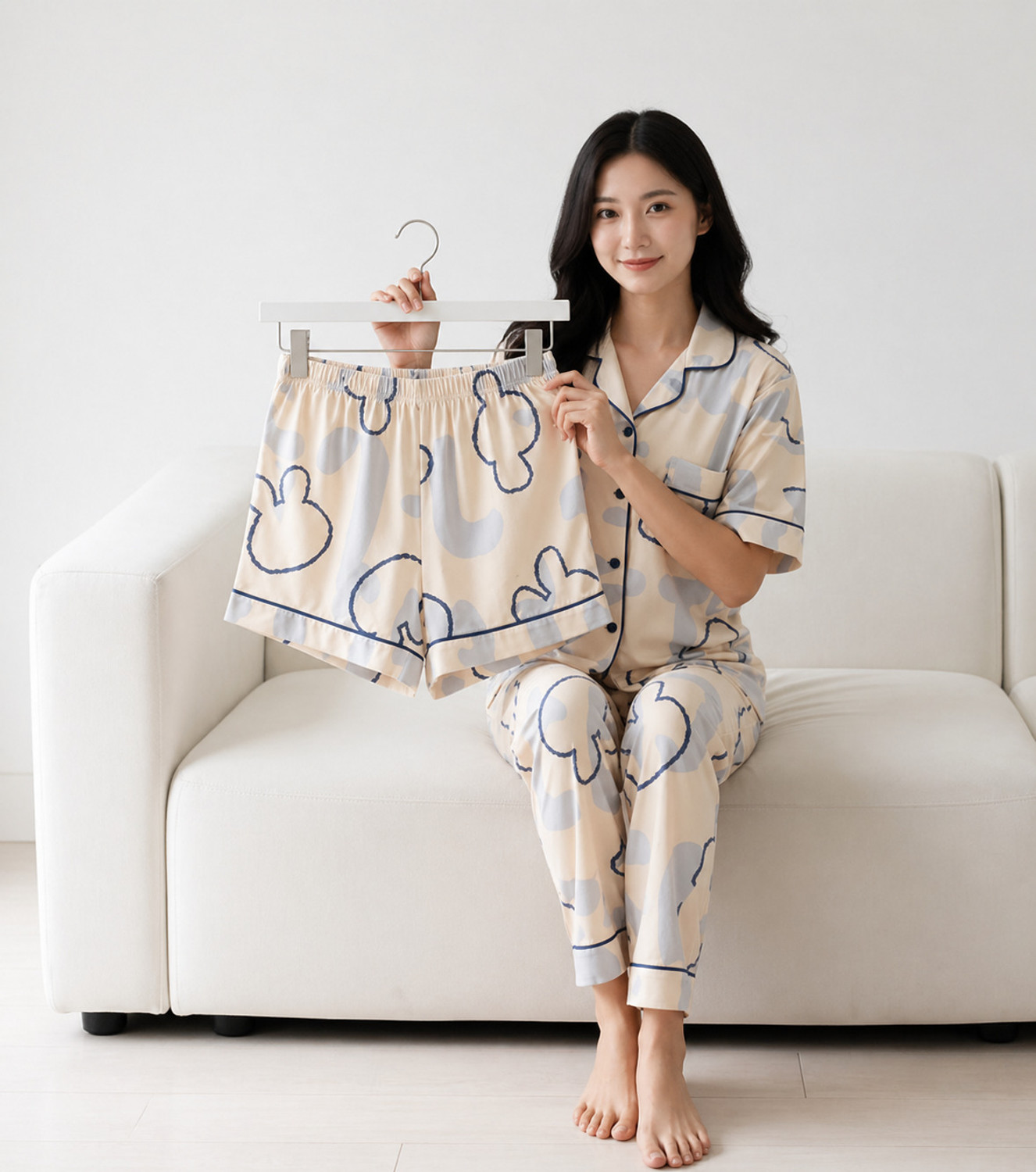 Image of CAMTOP Women Printed Beige Night Suit Set