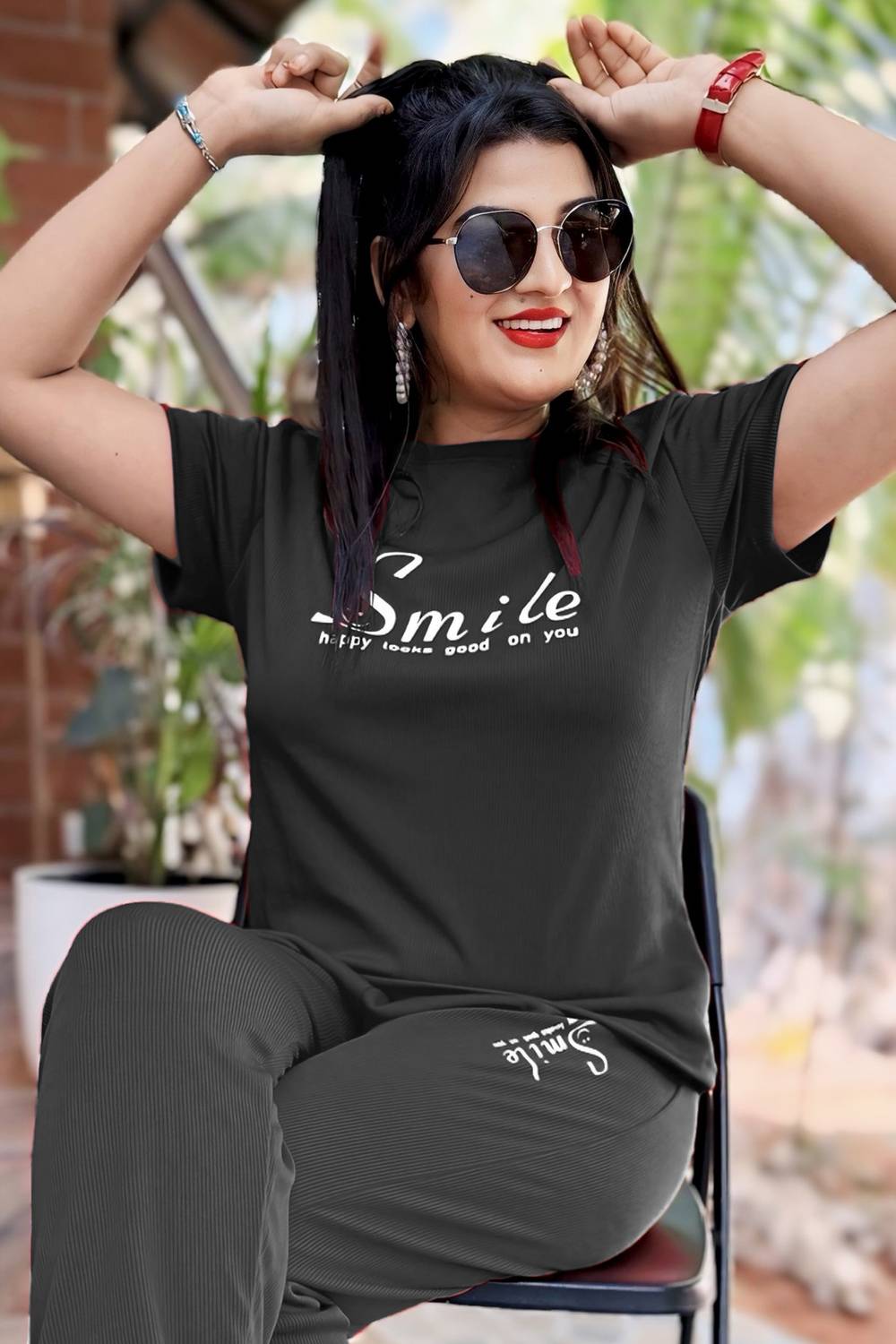 BEST FAB Women Printed Grey Night Suit Set