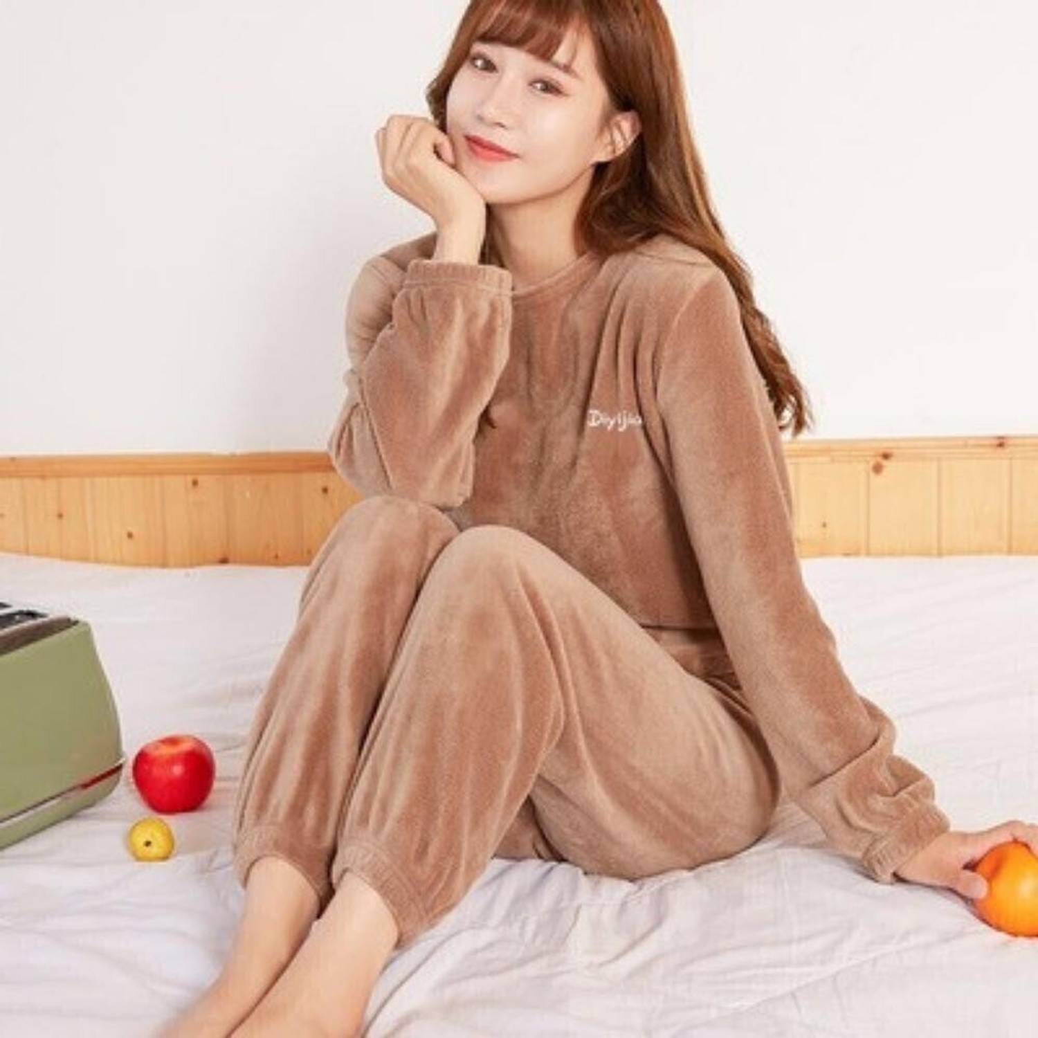 AaaSh Women Solid Brown Night Suit Set