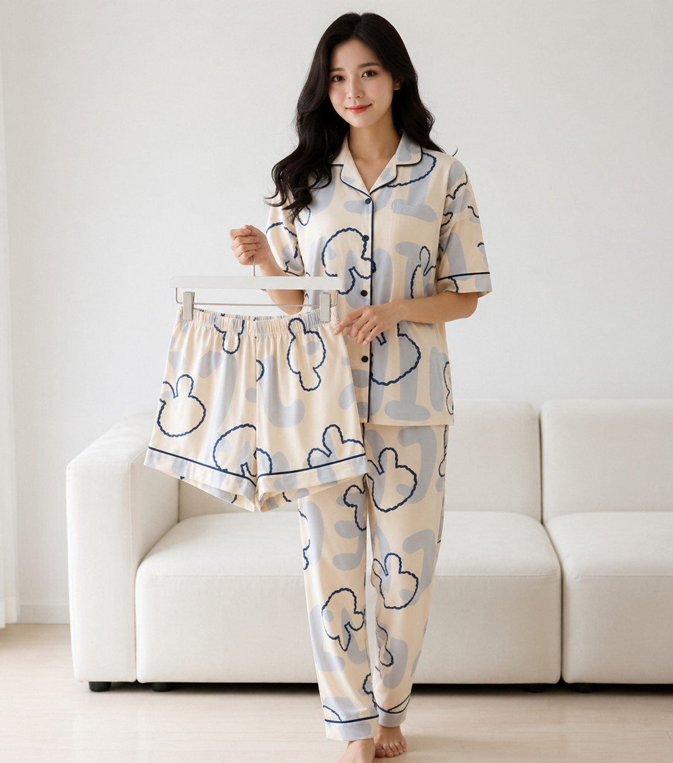 Image of CAMTOP Women Printed Beige Night Suit Set