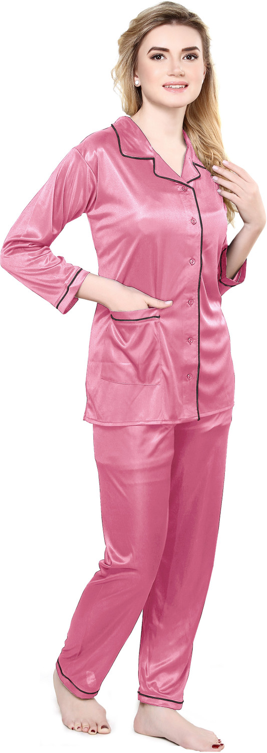 Image of TIGYWIGY Women Solid Multicolor Night Suit Set