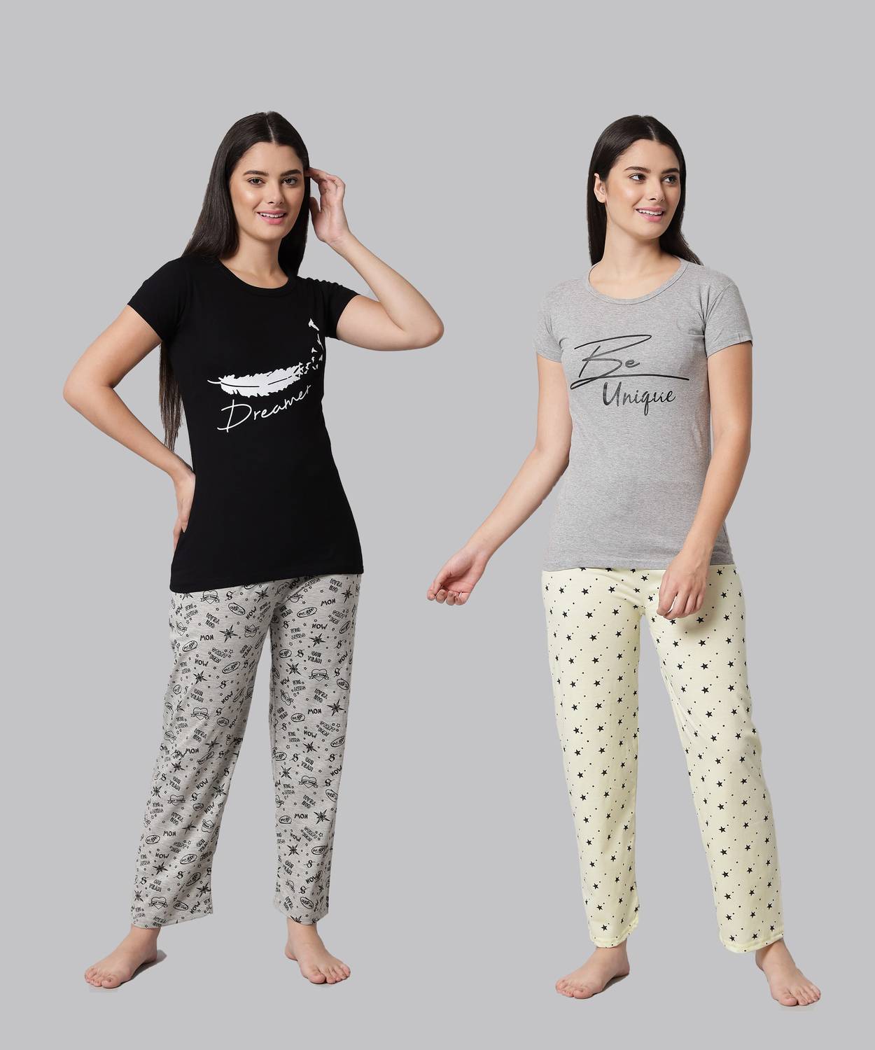ANIXA Women Printed Multicolor Top & Pyjama Set