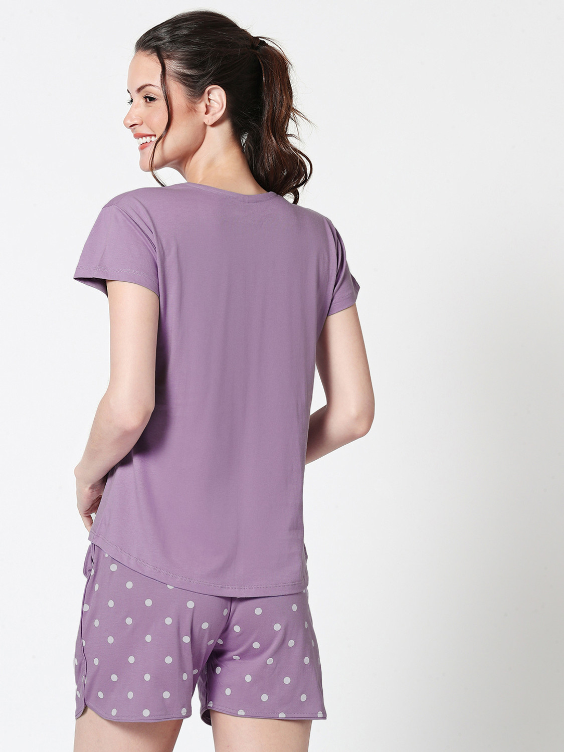 Image of ZEYO Women Printed Purple Top & Shorts Set