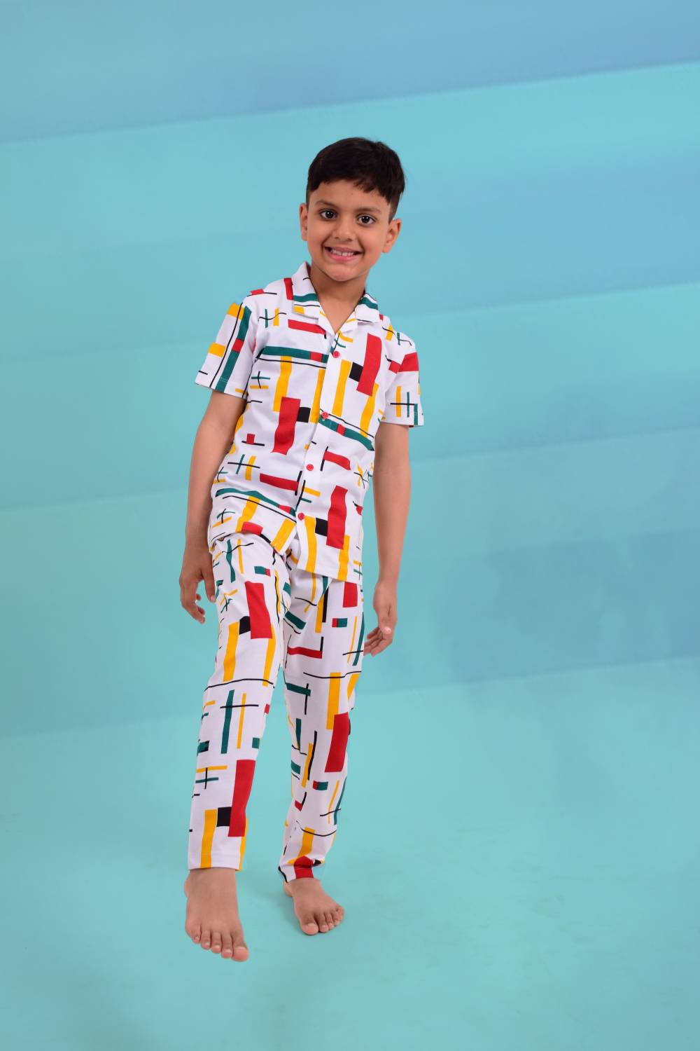 3BROS Boys Printed Multicolor Night Suit Set