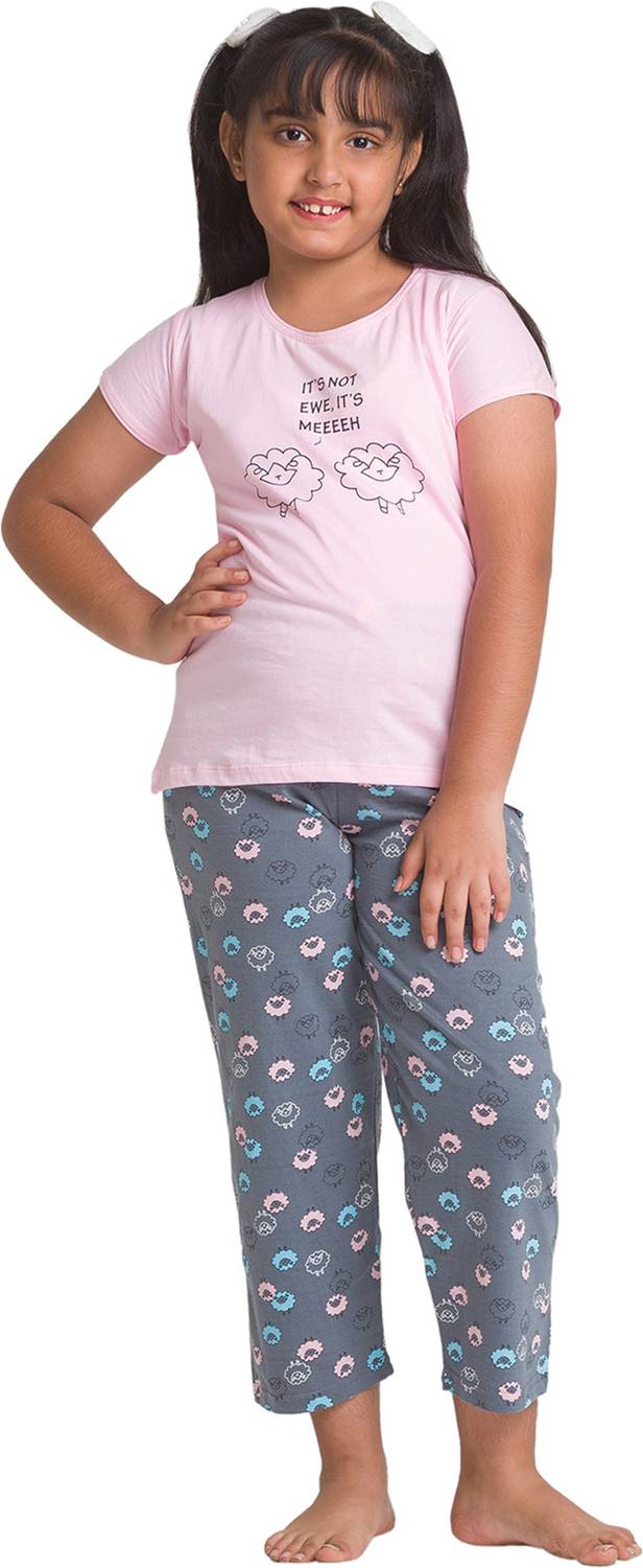 AV2 Girls Printed Pink Top & Pyjama Set