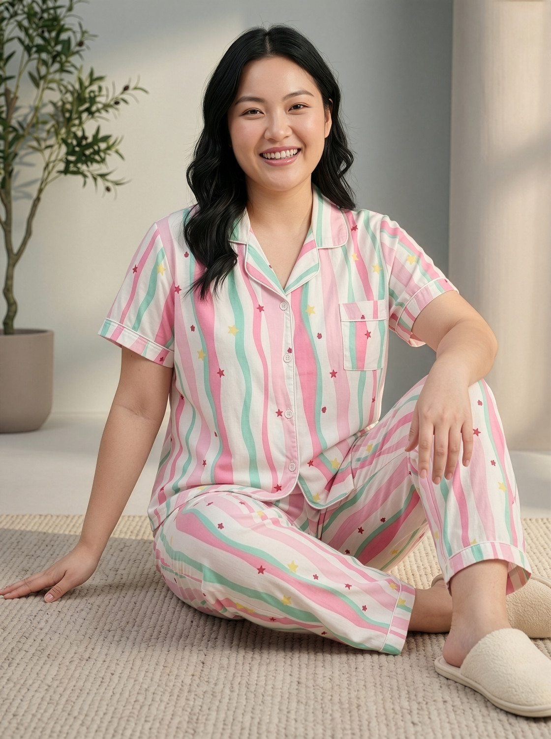 Image of Lugo Women Printed Multicolor Night Suit Set