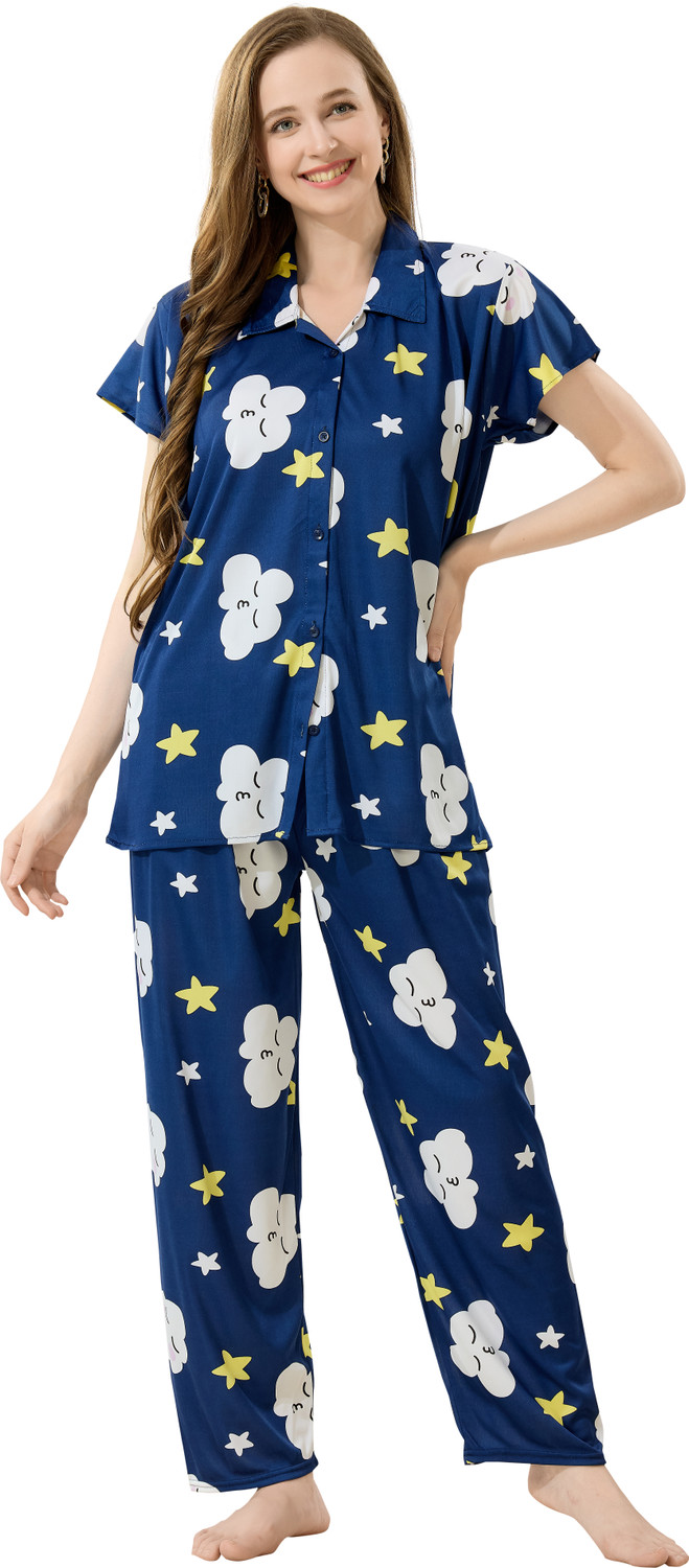 Image of Trade Zone Women Printed Multicolor Shirt & Pyjama set