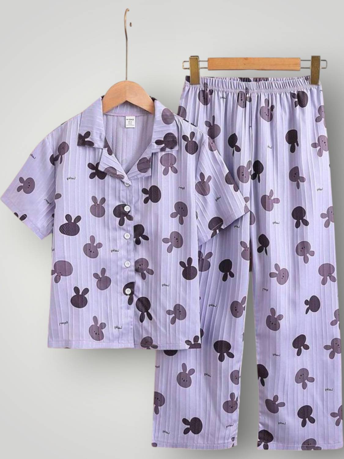 BJMFASHIONS Women Printed Purple Shirt & Pyjama set
