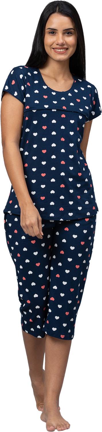 AV2 Women Printed Blue Night Suit Set