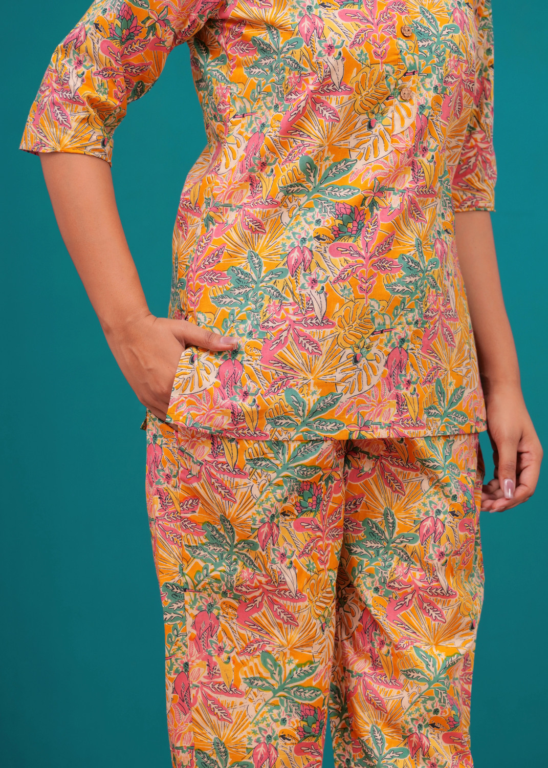 Image of FASHION CLOUD Women Floral Print Multicolor Top & Pyjama Set