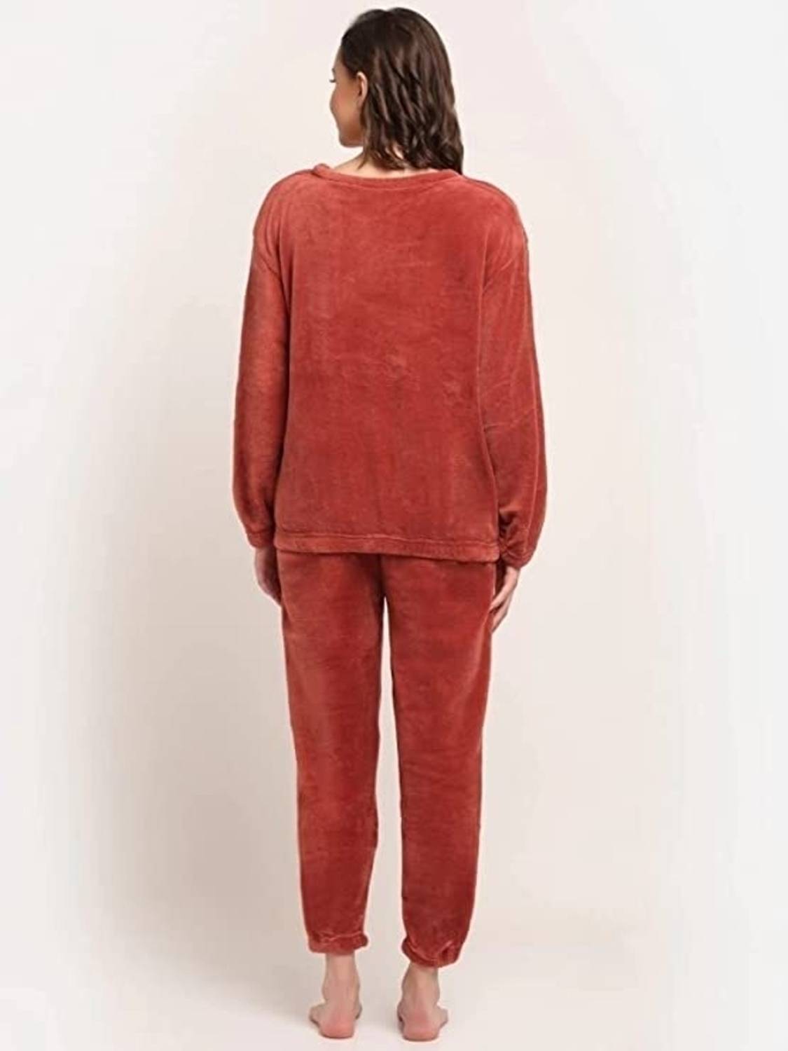 AaaSh Women Solid Red Night Suit Set