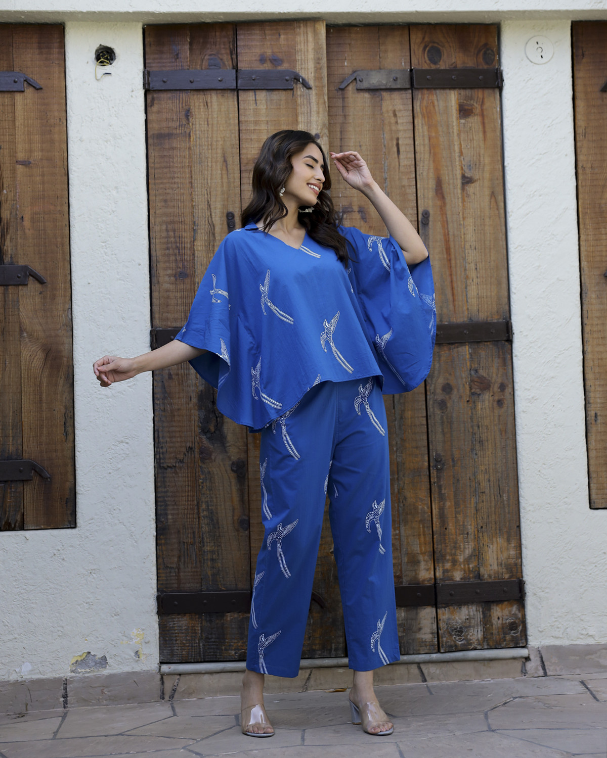 Image of Sanskrutihomes Women Conversational Blue Night Suit Set