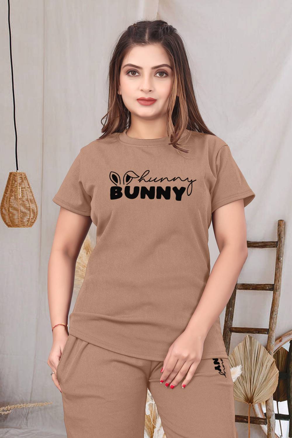 Vmv Decor Women Brown Printed Night Suit Set - Image 4