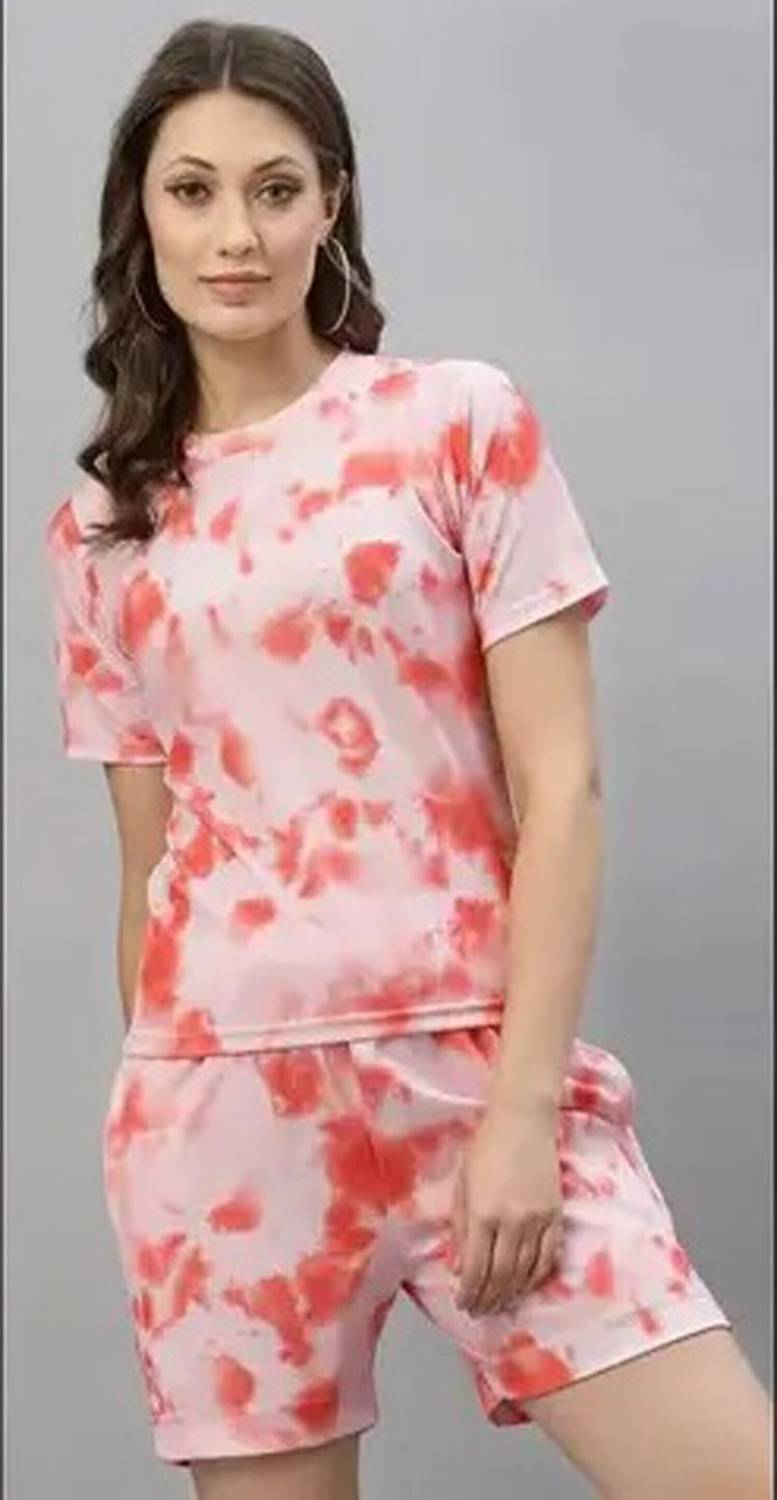 ATXP Women Printed Pink Top & Shorts Set