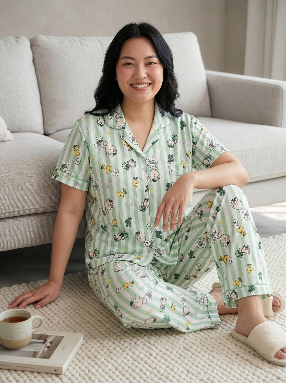 Image of Lugo Women Printed Green Night Suit Set