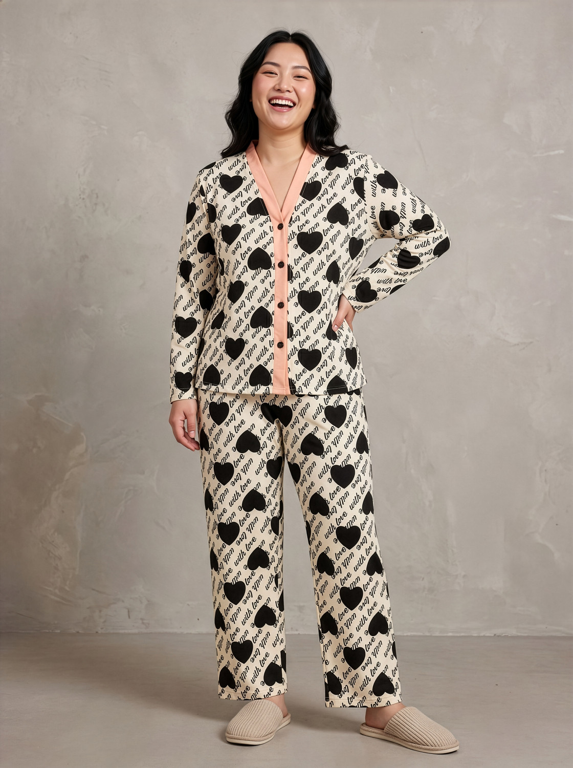 Image of Lugo Women Floral Print Beige, Black Top & Pyjama Set