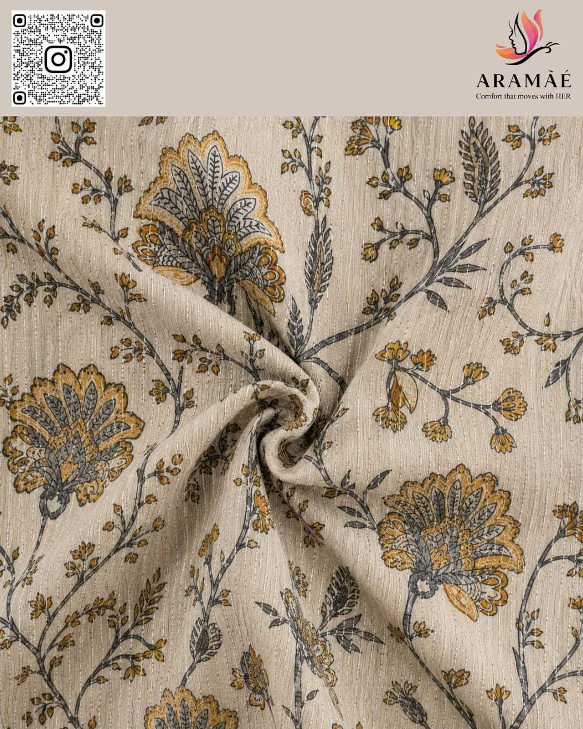 Image of aramae braless night wear Women Floral Print Beige Night Suit Set