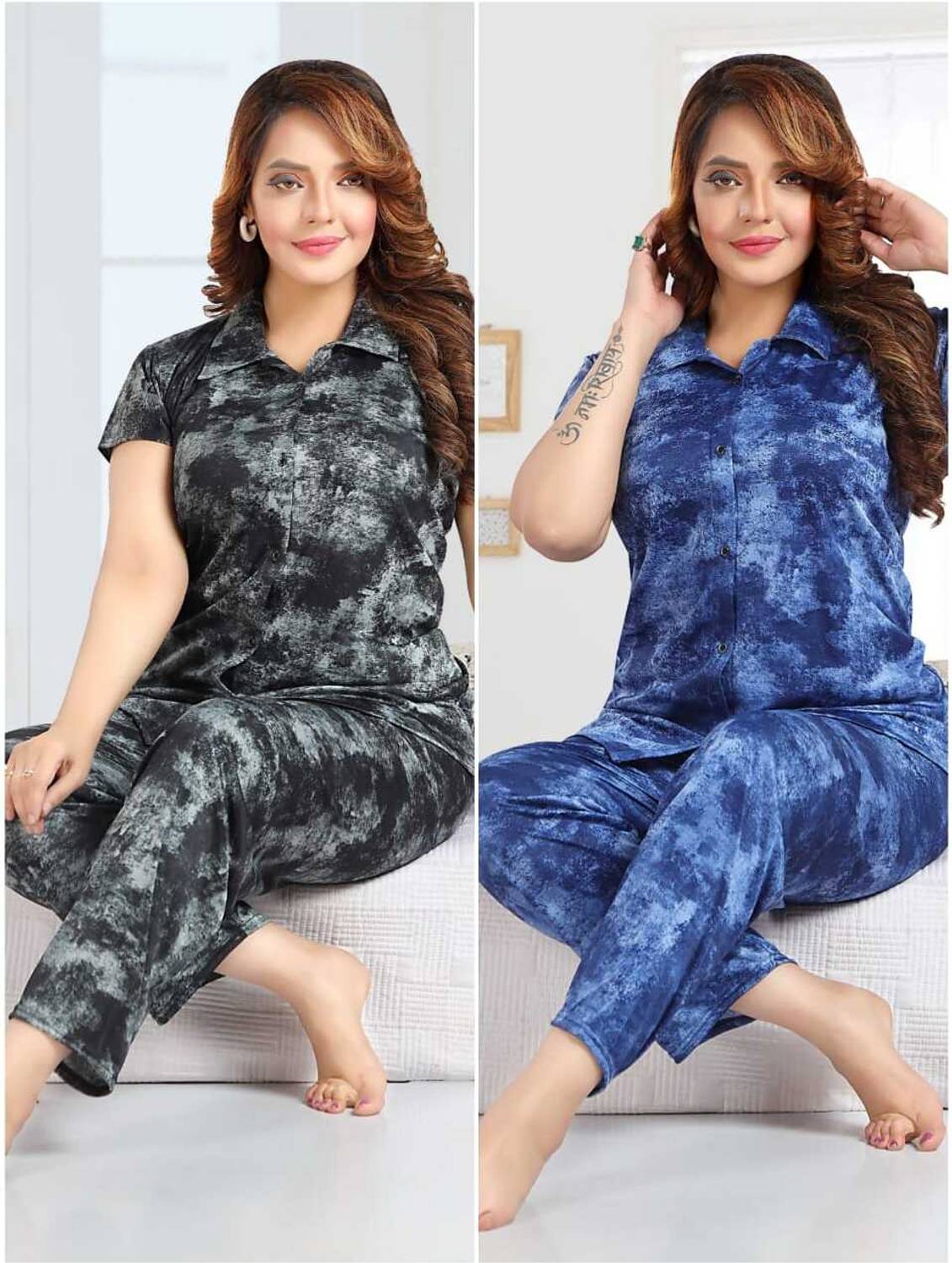 capasino Women Printed Red Shirt & Pyjama set