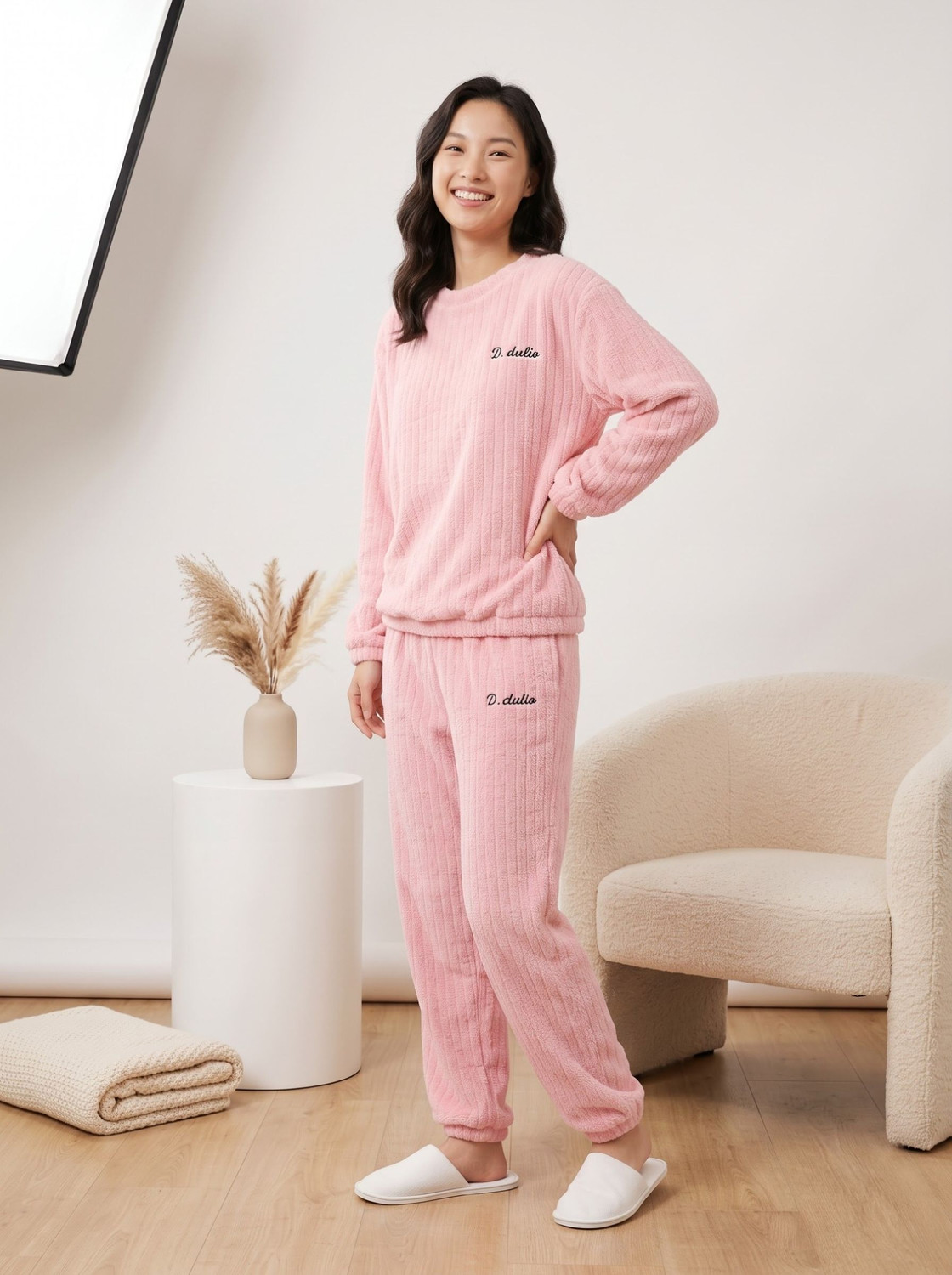Image of Lugo Women Self Design Pink Night Suit Set