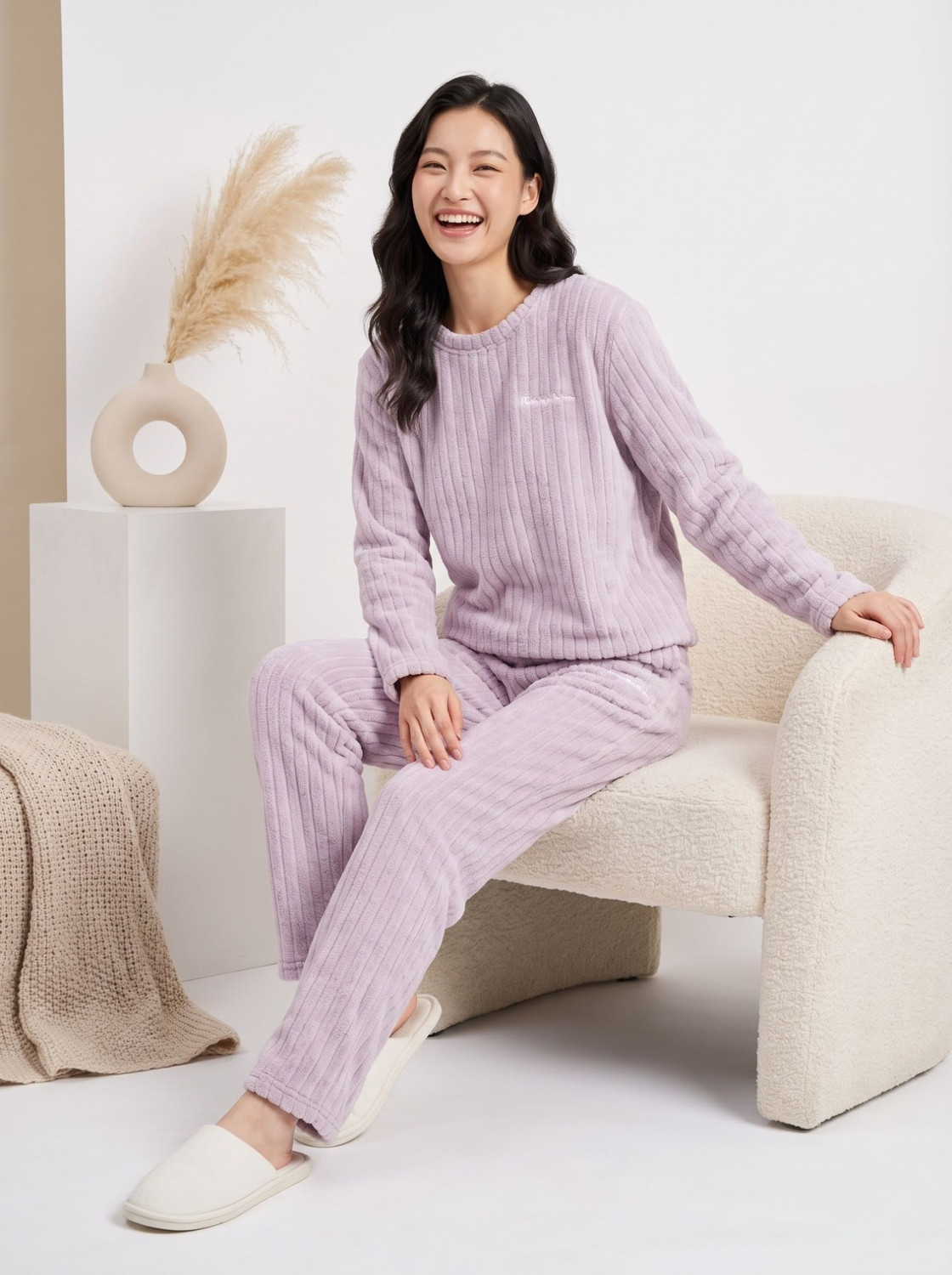 Image of Lugo Women Self Design Purple Night Suit Set