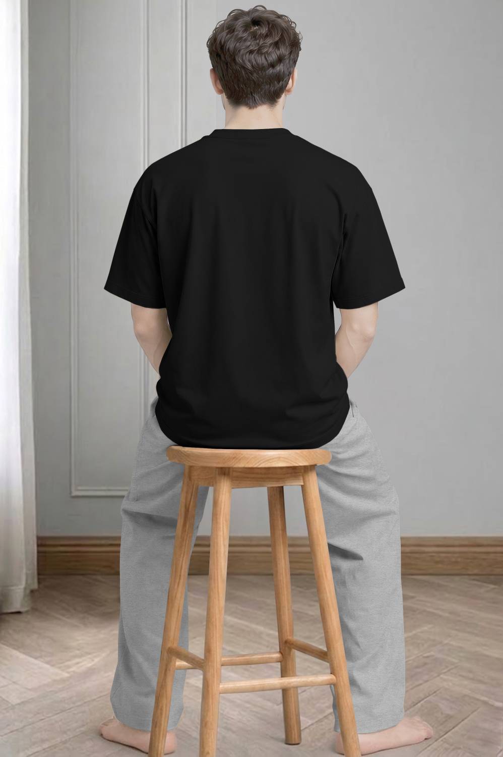MADBROS Men Black, Grey Night Suit Set - Image 2