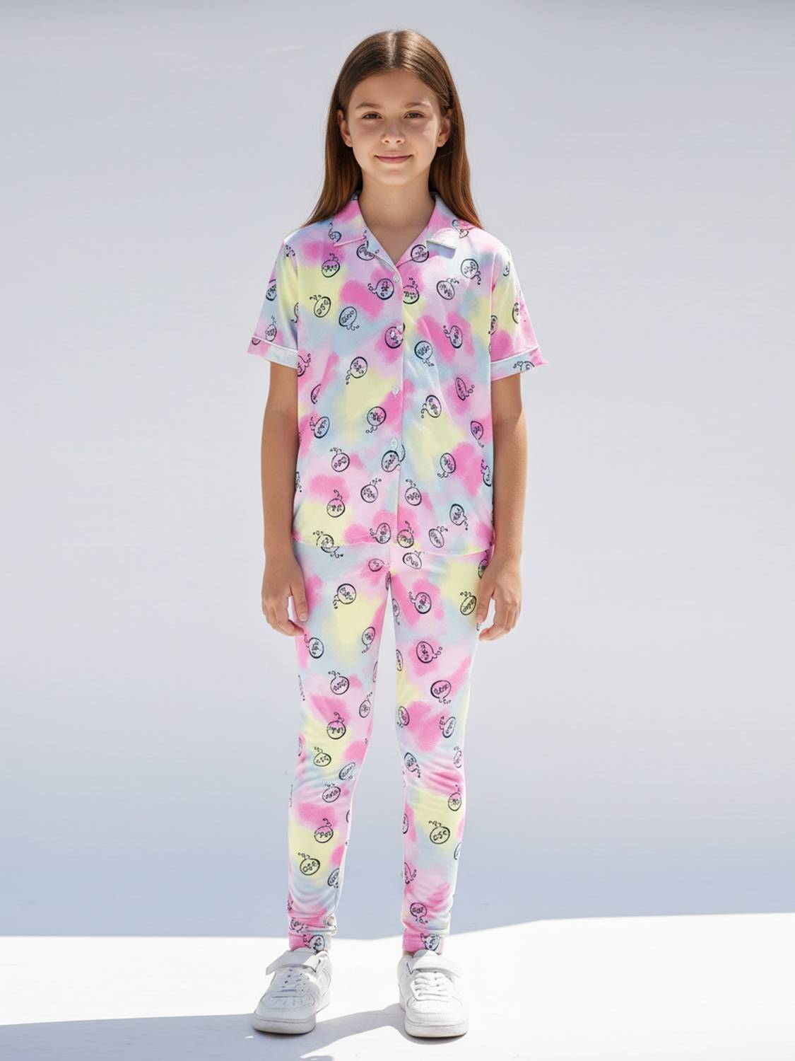 AATWANIS Girls Printed Multicolor Shirt & Pyjama set