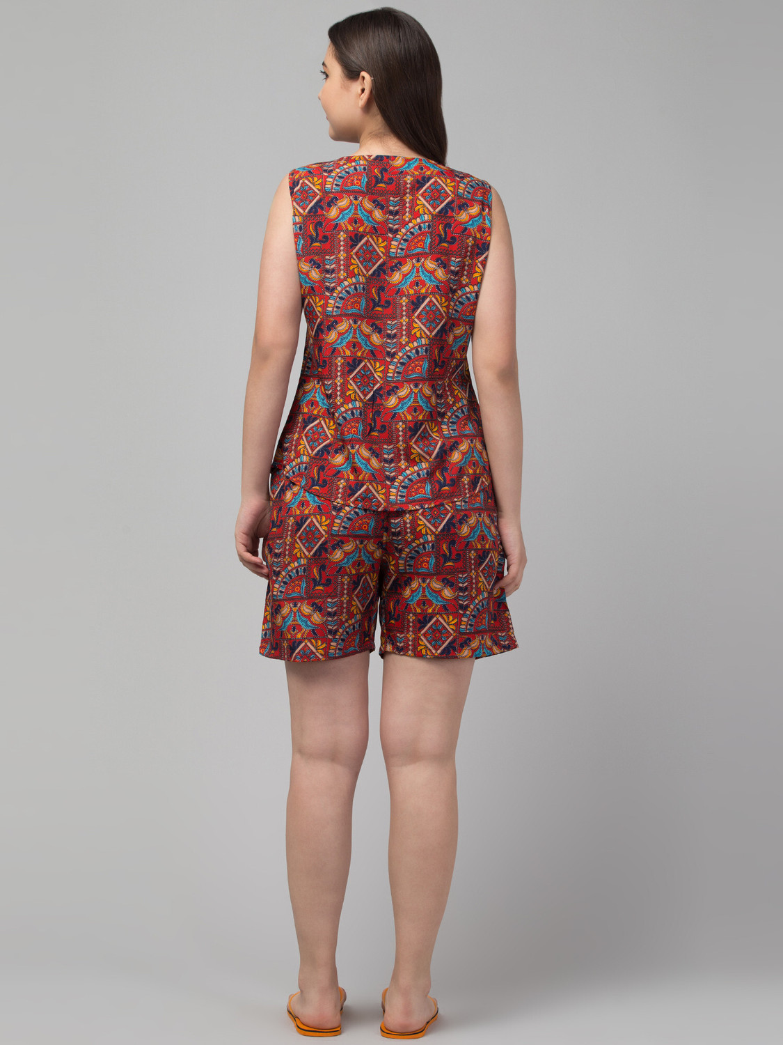 Image of winstenhet Women Printed Multicolor Top & Shorts Set