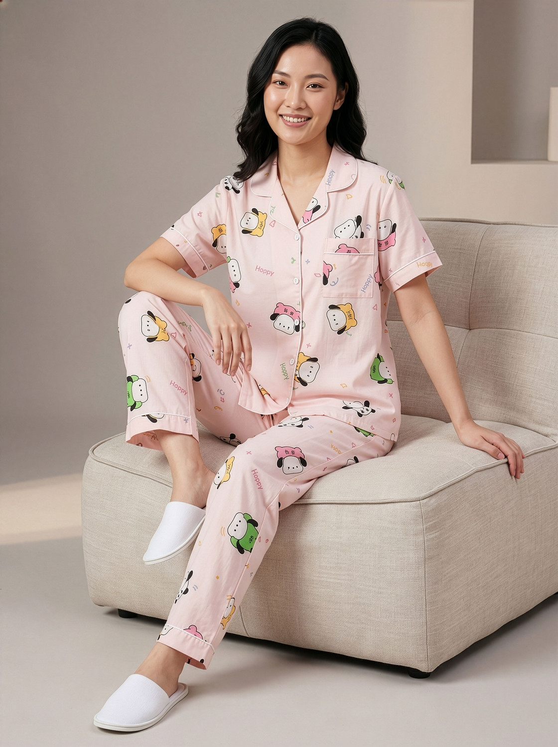Image of Lugo Women Printed Multicolor Night Suit Set