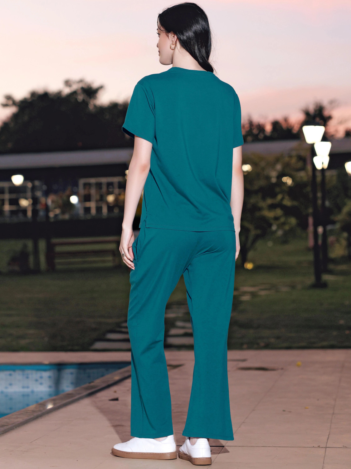 Image of ZEYO Women Conversational Green Top & Pyjama Set