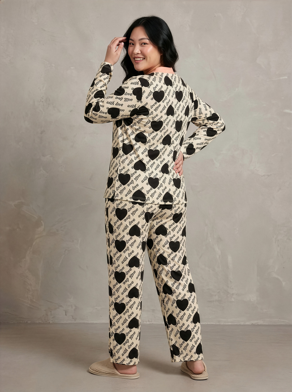 Image of Lugo Women Floral Print Beige, Black Top & Pyjama Set