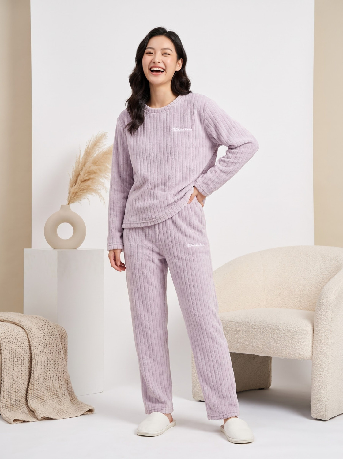 Image of Lugo Women Self Design Purple Night Suit Set