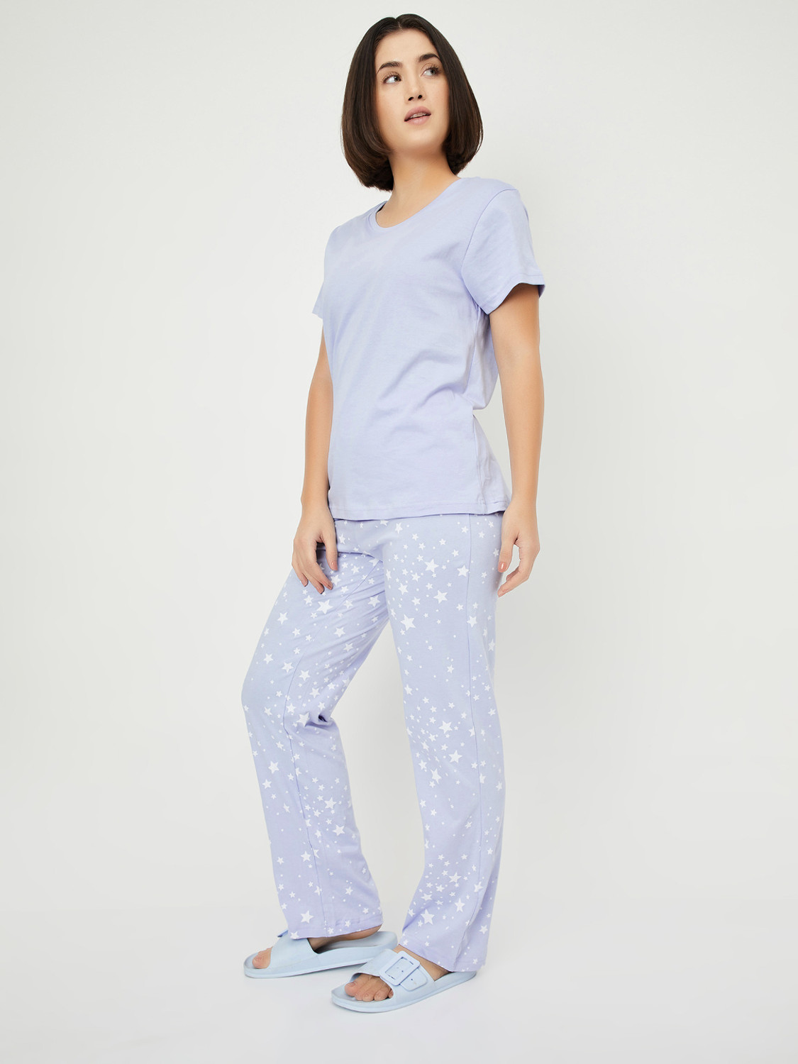 Image of MAX Women Printed Blue Top & Pyjama Set