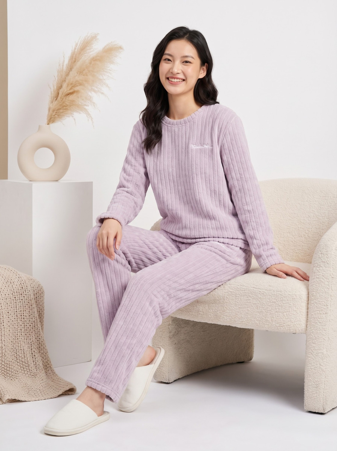 Image of Lugo Women Self Design Purple Night Suit Set