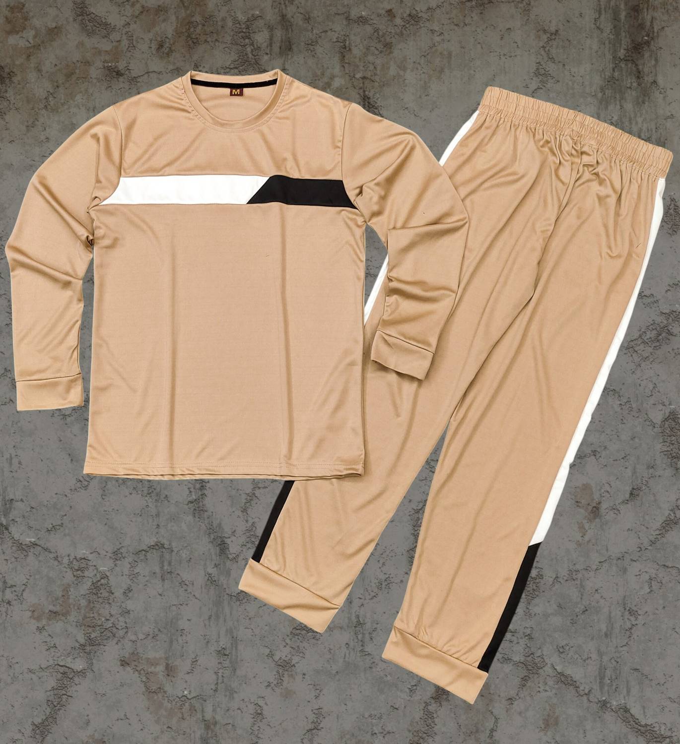 BajrangFashion Men Striped Beige Night Suit Set