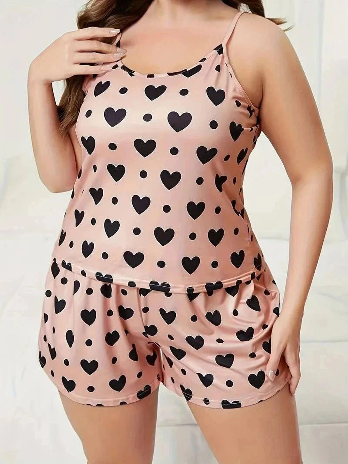 Image of VALZER Women Top & Shorts Set Beige Printed