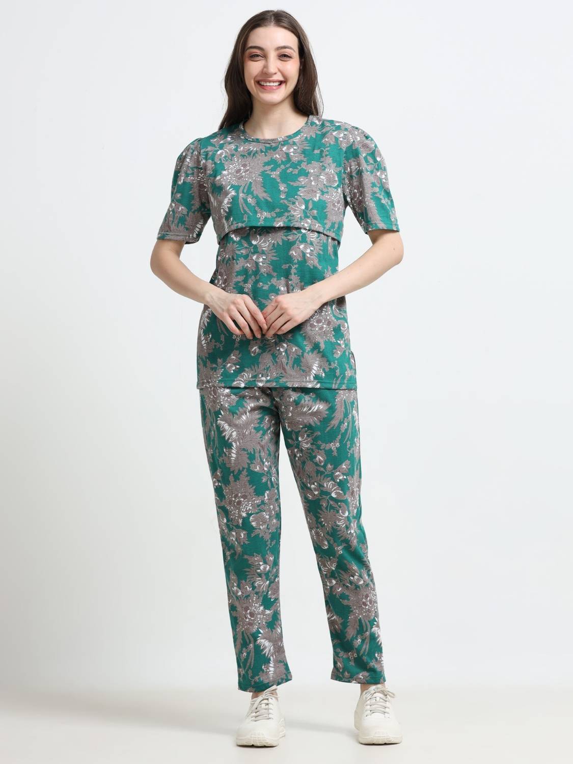 BARBET Women Floral Print Multicolor Top & Pyjama Set