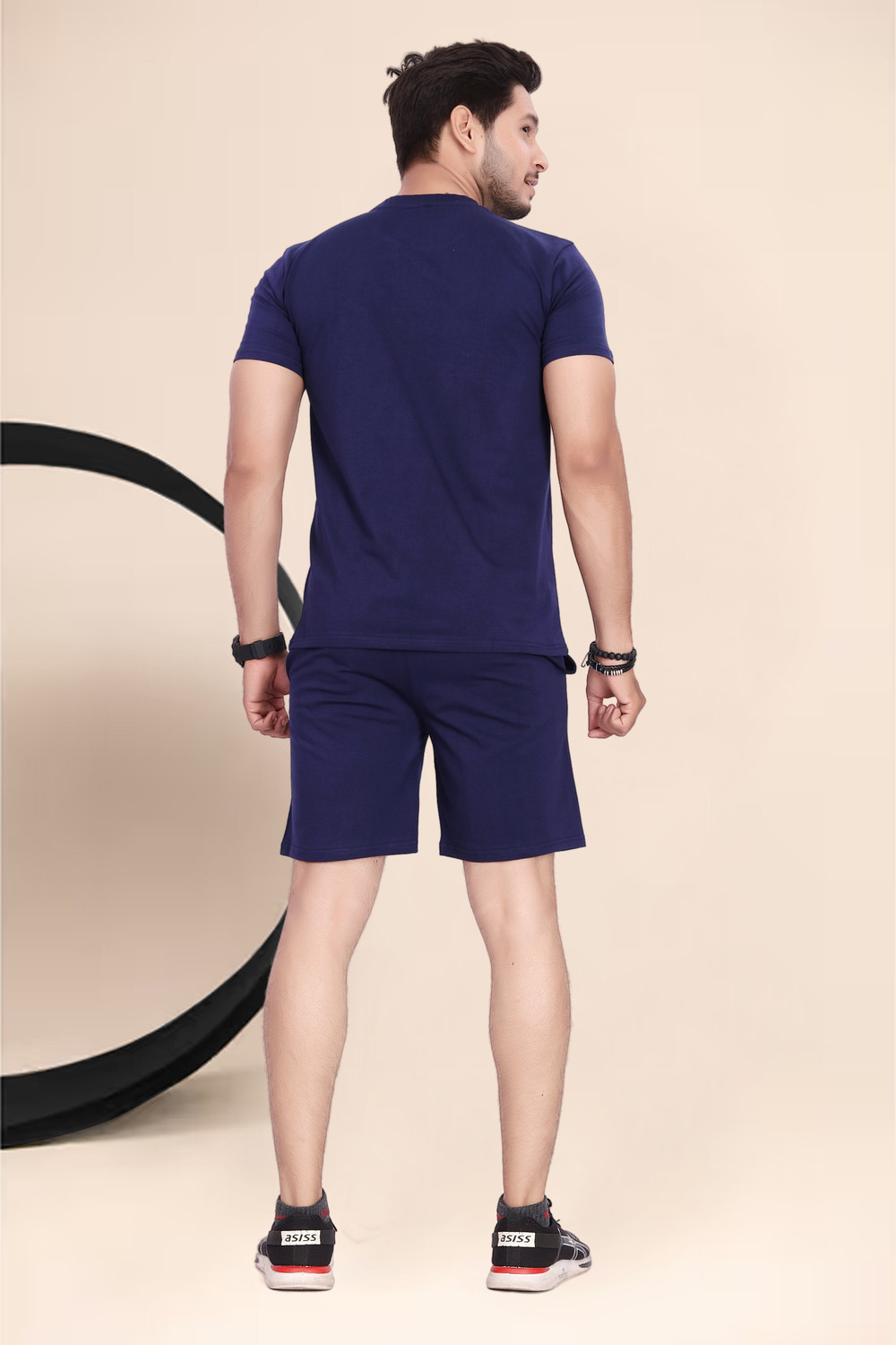 Image of DivRa Clothing Men Top & Shorts Set Blue Graphic Print