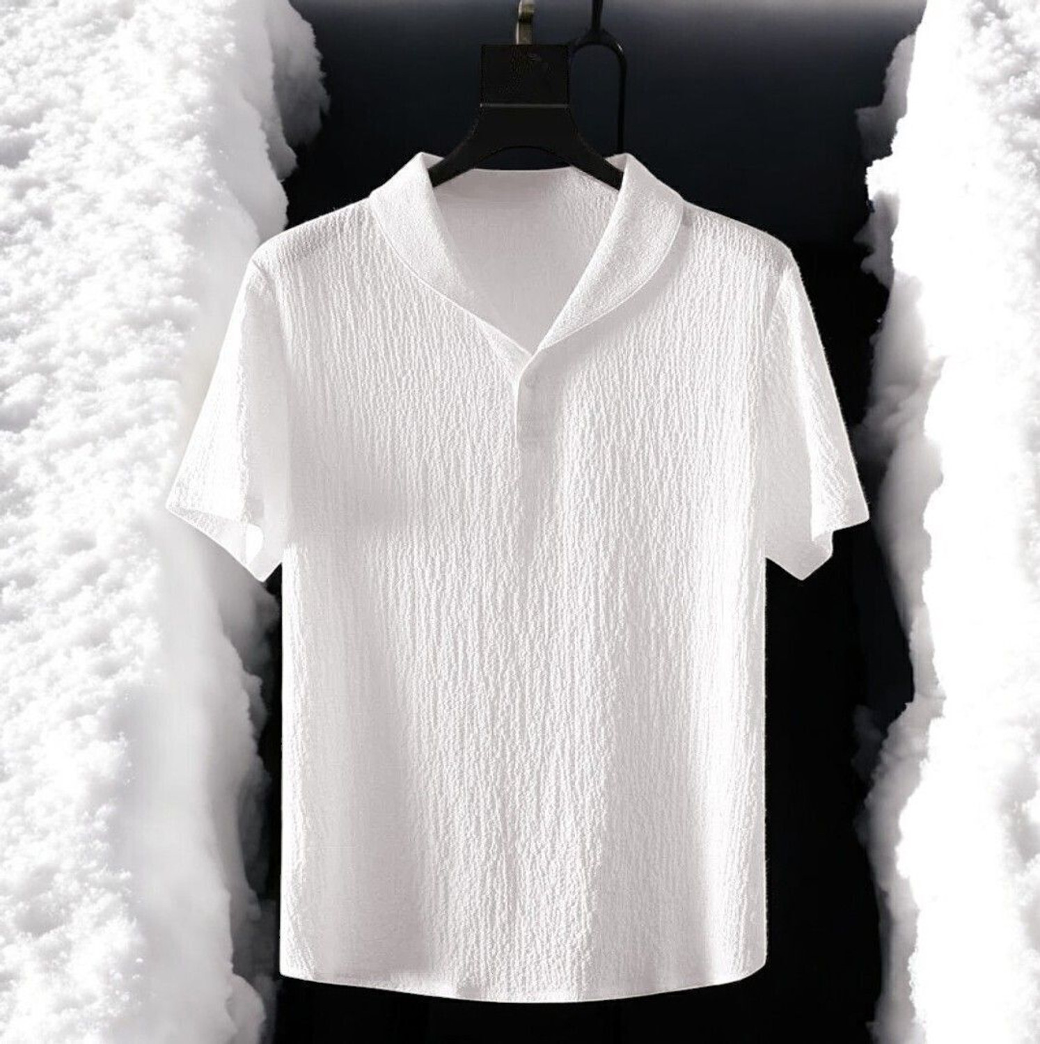 Image of GC FAB Men Self Design White Night Suit Set